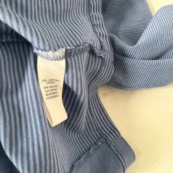 Calvin Klein Long Sleeve V-Neck 100% Cotton‎ Tee Blue Striped Quality Basic Sz M - Picture 7 of 7